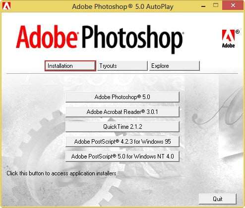 is adobe photoshop 5.0 compatible to windows 10