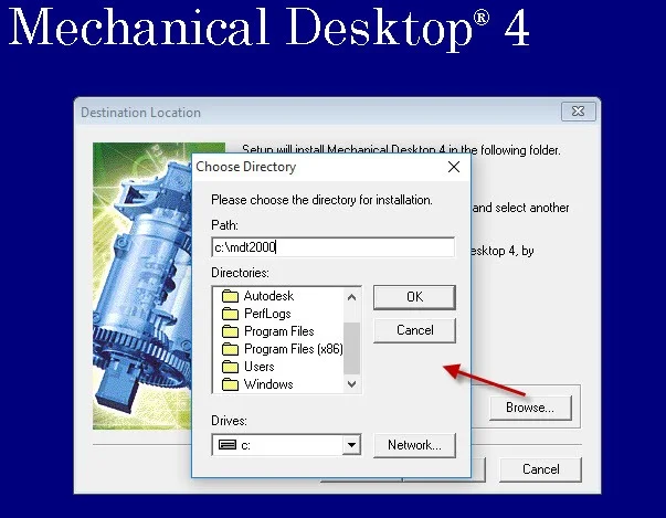 MDT 4 Select Install path to c:\mdt2000