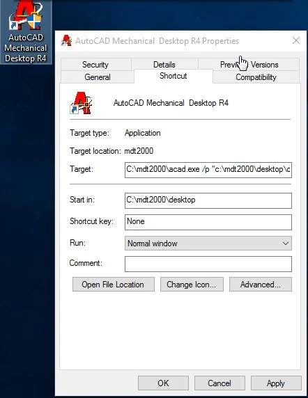 Creating a shortcut to Mechanical R4