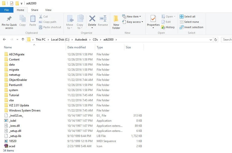 Copy ADT 2000 CD to c:\Autodesk\CDs\adt2000