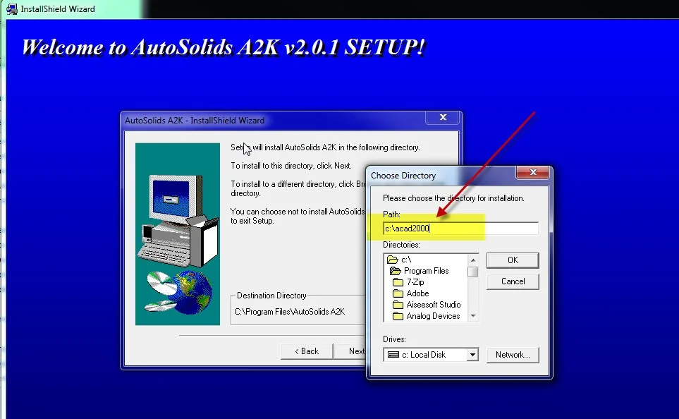 AutoSolids A2K Custom Install Path