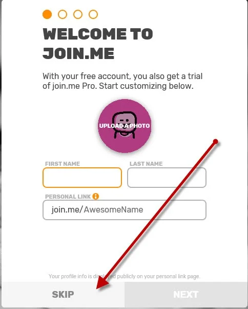 Simply 'Skip' Join.me data mining
