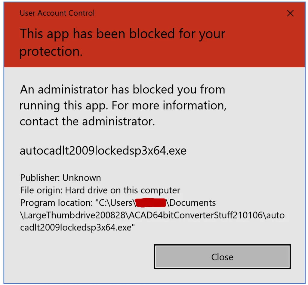 This app has been blocked for your protection