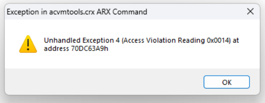 Unhandled Exception 4 (Access violation reading 0x0014) at address 70DC63A9h